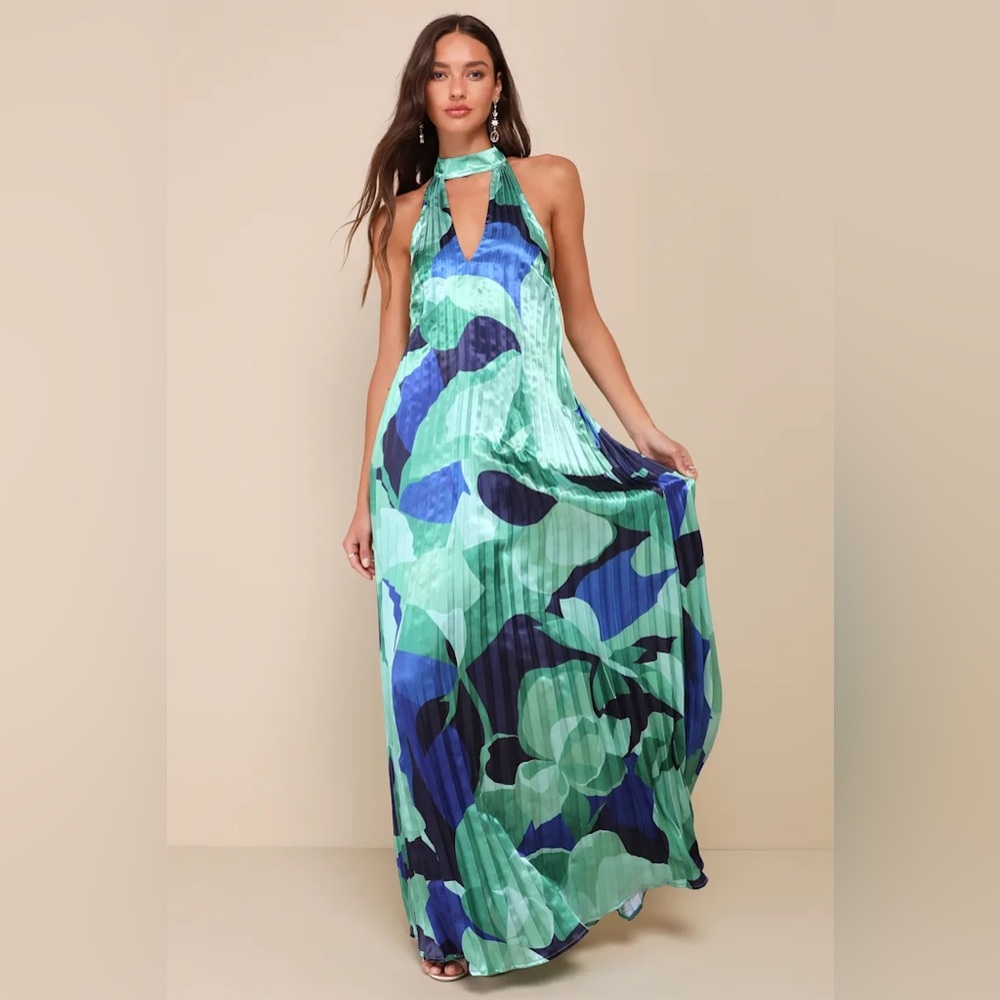 Lulu's Blue and Green Maxi Dress